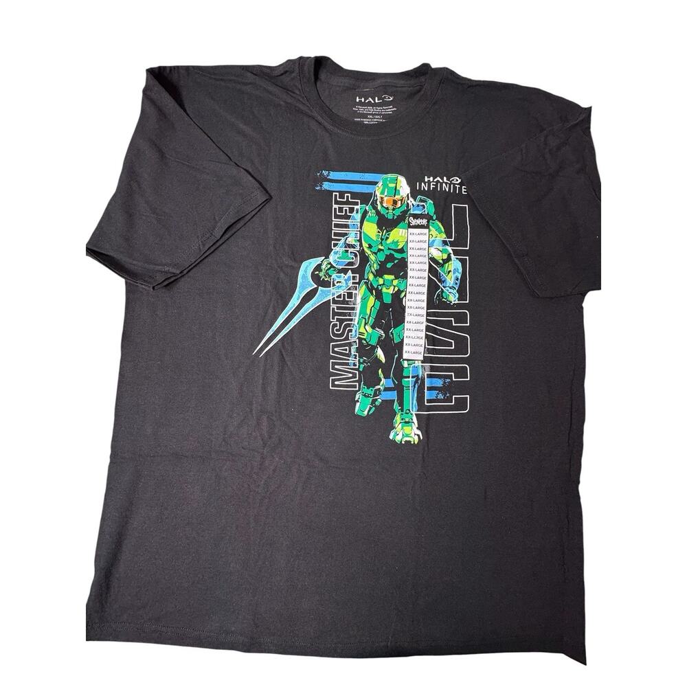Halo Infinite Master Chief UNSC Graphic T Shirt Mens XXL Black Video Game Tee